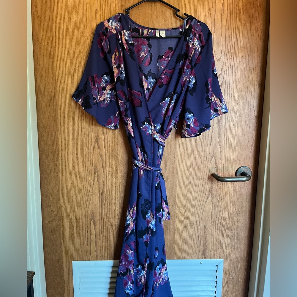 Purple floral maxi wrap dress- size M